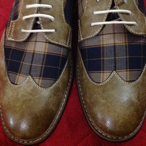 Ferro Aldo Julian Plaid Wingtip Dress Shoes Size 9 ½ M New Never W - Picture 4 of 12